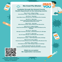 A list of Howard County Health Department Flu Vaccine Clinics